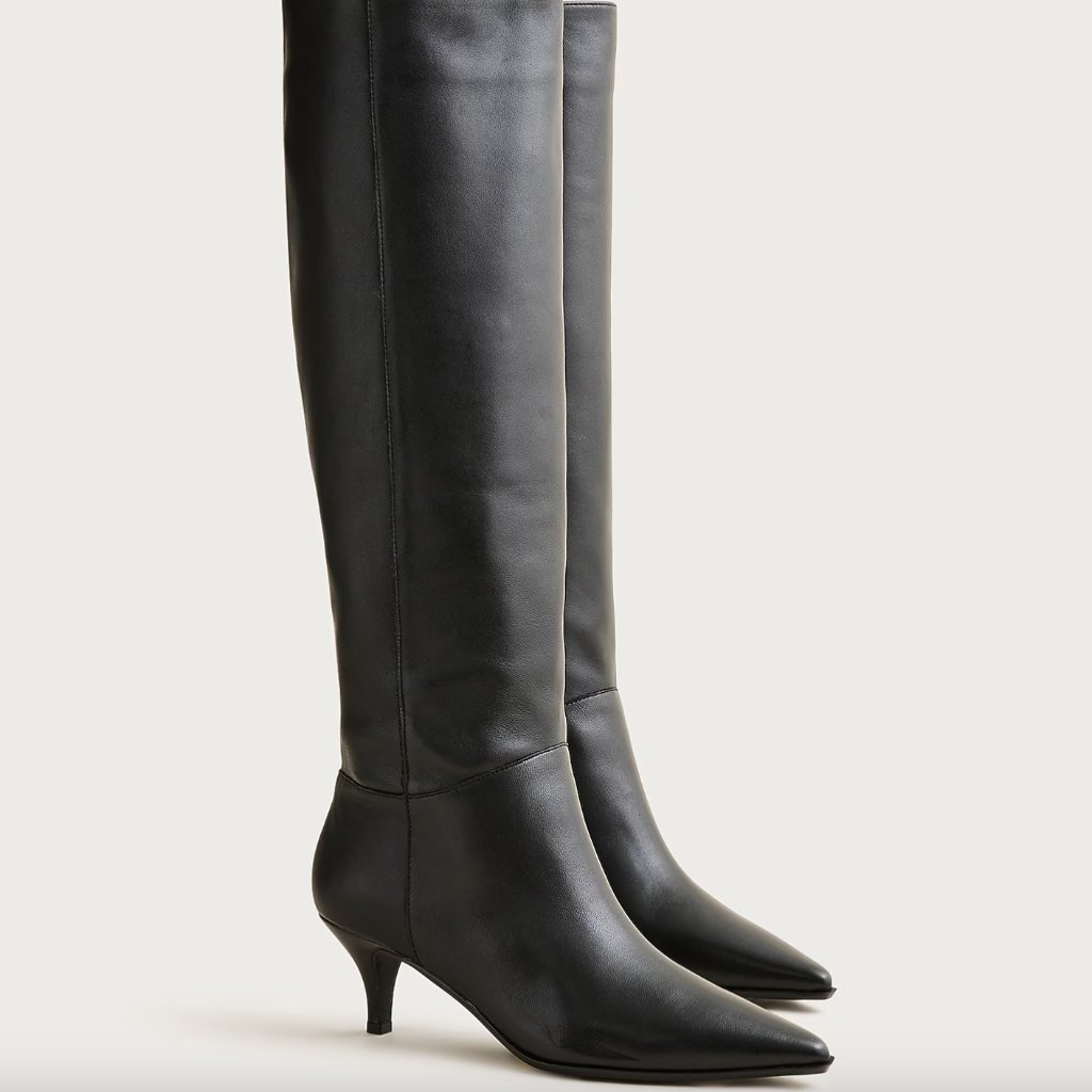 J.Crew Stevie Knee High Black Leather Boots 8.5 Nwob